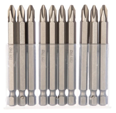 Биты Sturm! PH2x75мм,сталь CrV,с магнитным наконечником,10 шт. в пластик.кейсе,1270501 