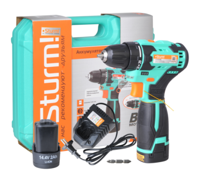 Дрель Sturm! аккумуляторная б/щ, 14В, 38Нм, 2х2.0Ач, пист. рук., кейс CD3514BL 