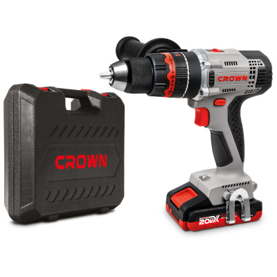 Дрель-шуруповерт CROWN CT21075HMX-2 BMC ударная (2*2ач, 40/60Нм, 20В)