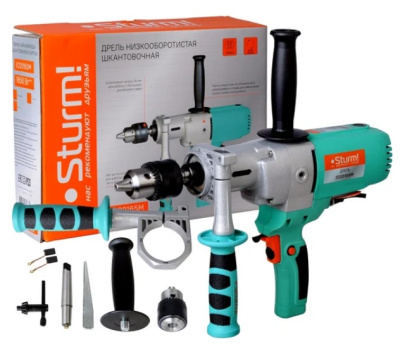 Дрель низкооборотистая шкантовочная 1650Вт, 500об/мин,патрон 16мм, мет.редуктор,Sturm!, ID20165M 