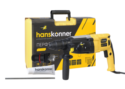 Перфоратор Hanskonner 850Вт, 28мм, 3.2Дж, 0-5100уд/мин, 3 реж, БЗП, 4м кабель, кейс HRH0828REC 